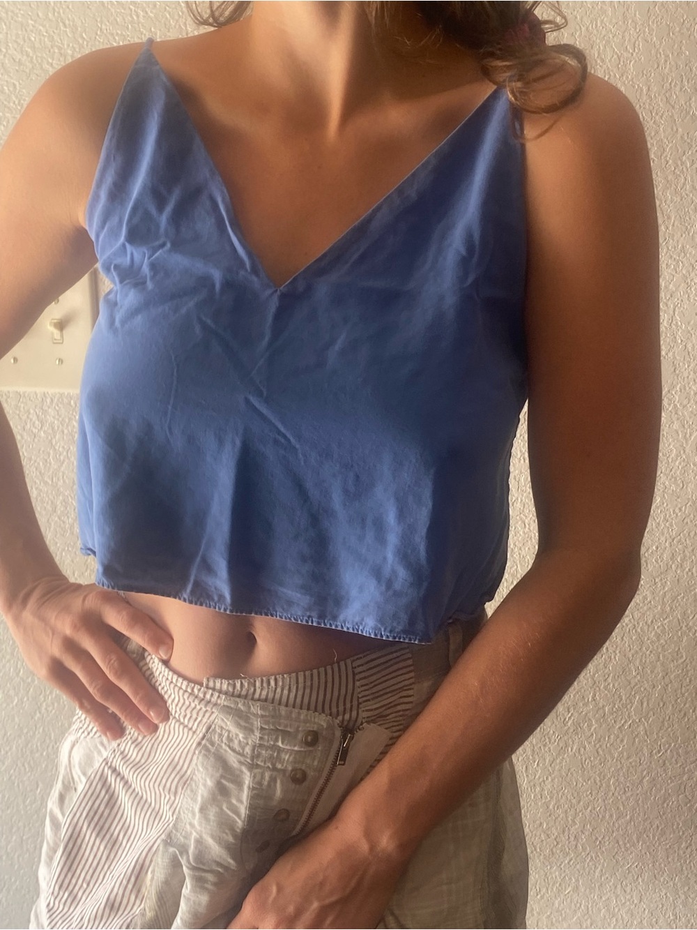 Everlane Blue Silk V-Neck Spaghetti Strap Quiet Luxury Clean Girl Minimalist